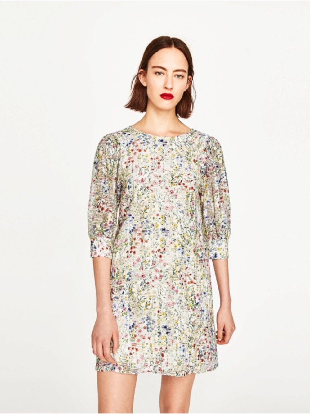 Zara Floral Mini Dress V Back Fully Lined Size Small